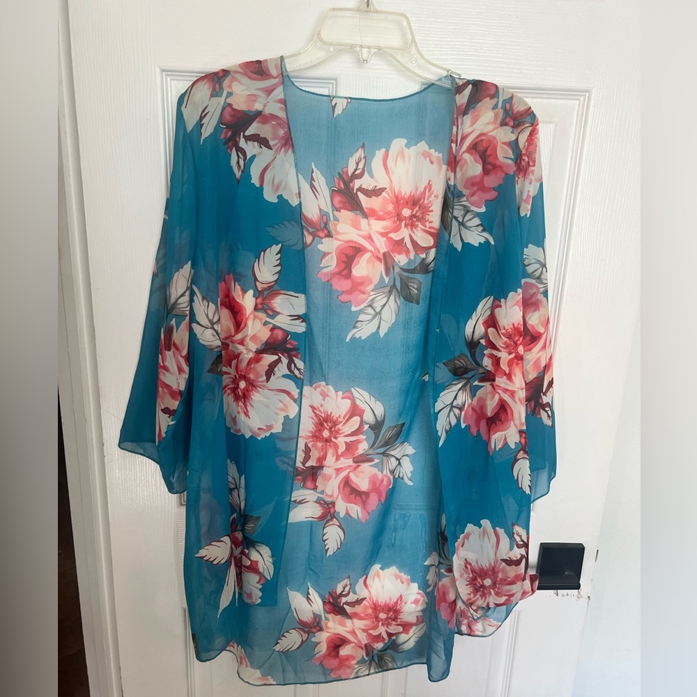Blue floral kimono